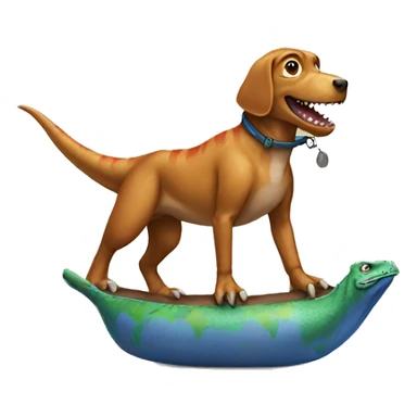 Dinosaur riding dog sticker
