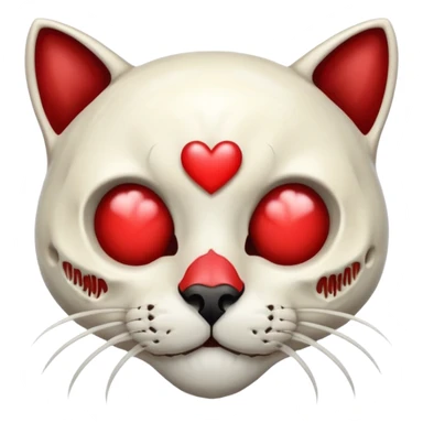 cat skull with a heart nose sticker