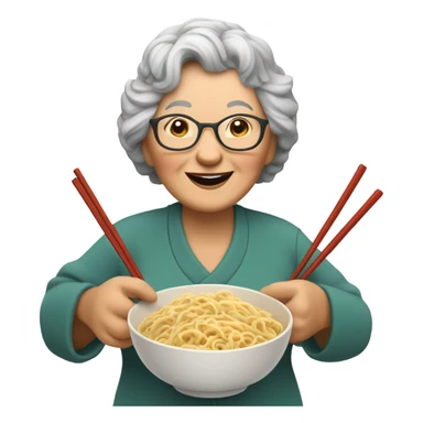 Grandma with noodles sticker