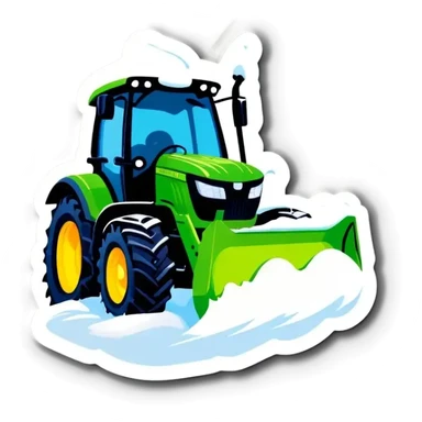 Grüner Traktor der Schnee weg schiebt sticker
