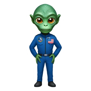 Reptilian Alien man general blue uniform usa space force, full body,  sticker
