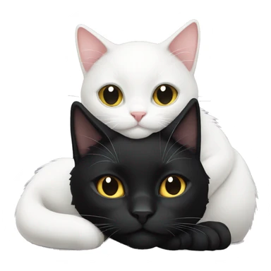black cat and white cat cuddling  sticker