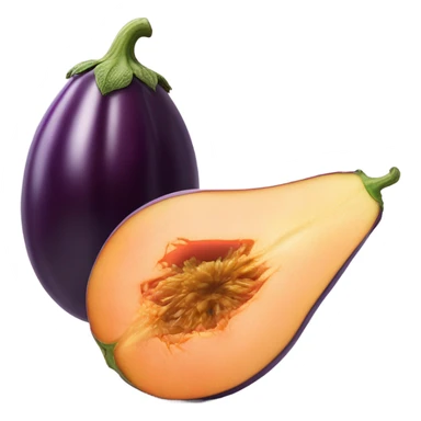 Egg plant in the middle of a peach ￼ sticker