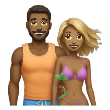 beach vacation couple sticker