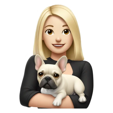 Blonde girl with black/white French bulldog sticker