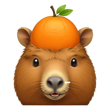 capybara with whole orange on head sticker