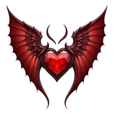 succubus wings, cryhstal heart  sticker
