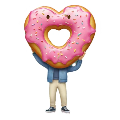 Single heart-shaped donut sticker