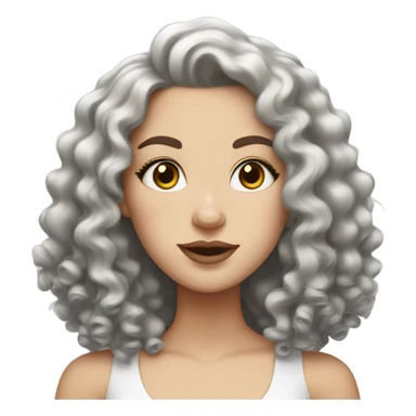 White girl, black thick curly hair, middle hair parting and juicy lips sticker