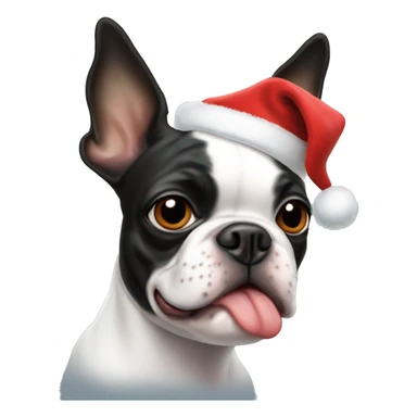 Boston Terrier with santa hat sticker