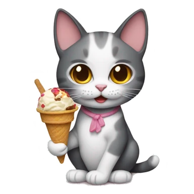 Cat holding a ice cream  sticker