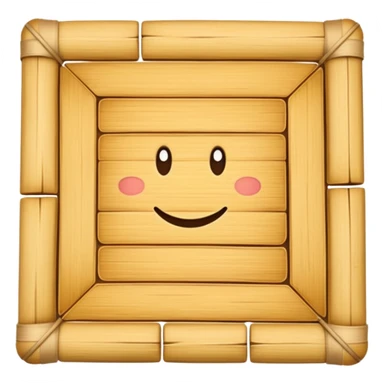 A 3D cartoon flat woven mat made of straw or bamboo strips, top-down view, soft shadow. sticker