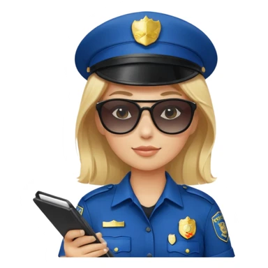 Police writing ticket with sunglasses on, female sticker