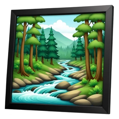 forest with a flowing river sticker