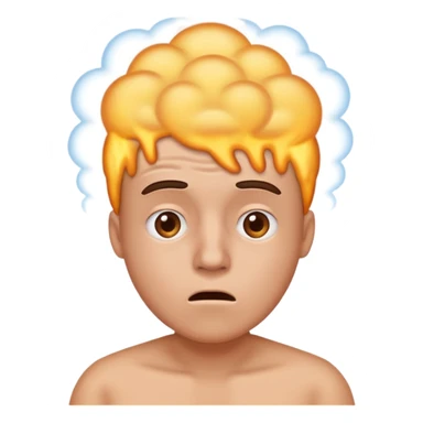 person at computer, head steaming from too much info sticker