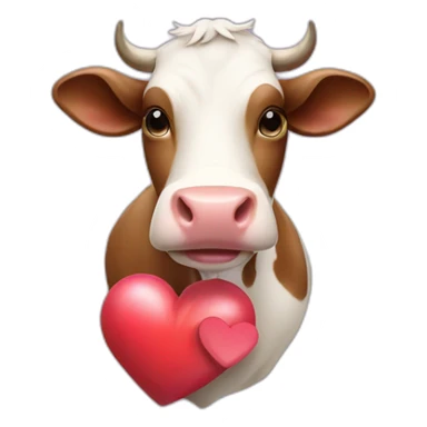 cow and heart sticker