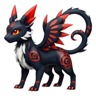 Handsome cool badass edgy Absol-Litten-Umbreon-Giratina-Pokémon-Fakémon-fusion-hybrid-creature, full body sticker