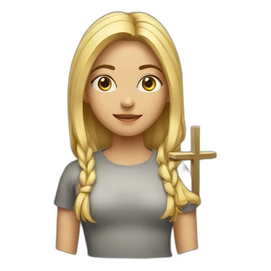 Woman with a cross t-shirt sticker