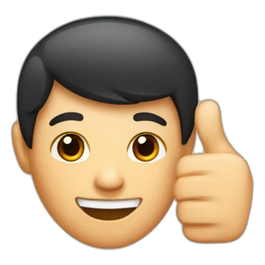 half of the hair is red, half is black, the face is not visible behind the hair, shows a thumbs up sticker