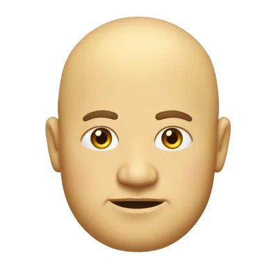 The face of a fat yellow man with no hair on the sides. On the top and middle of his head is a lock of standing hair sticker