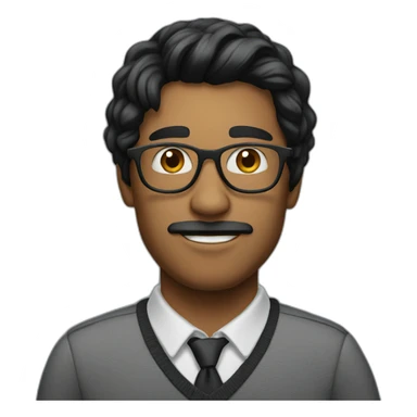 Long black hair man nerd sticker