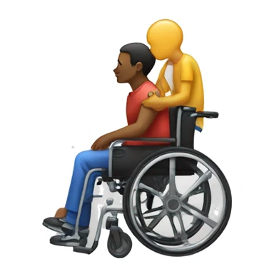 Handicap person with smaller person next to them kissing sticker