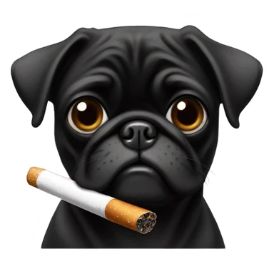 Black pug with a cigarette sticker