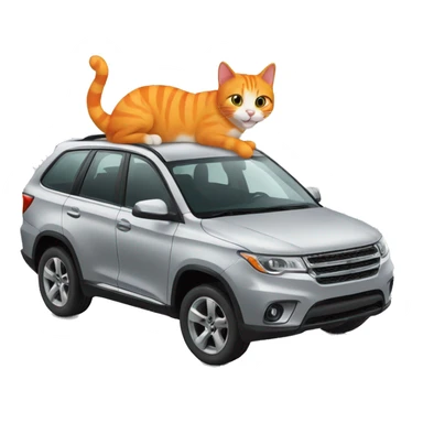 Grey car and orange cat smiling sticker