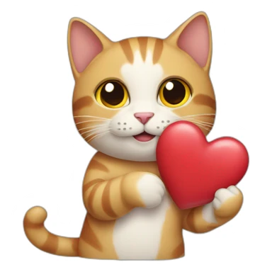 cat holding a heart in his hands sticker