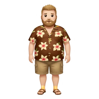 Fat white man full body wearing Hawaiian shirt brown fauxhawk and beard  sticker