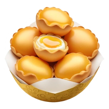3D rendered authentic Hong Kong 鸡蛋仔 (egg puffs) being held in paper, traditional egg-shaped bubble pattern, vibrant golden color, hyper-realistic texture, glossy bubbles, detailed surface sticker
