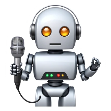 the robot holds the microphone sticker