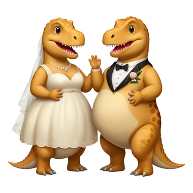 two fat dinosaures wedding sticker