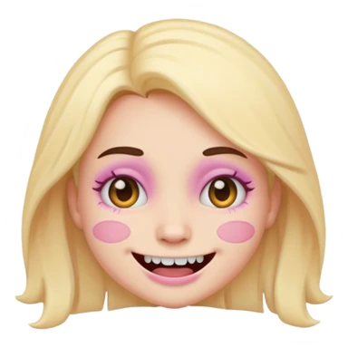 scary cute woman emoji, stitched smile, pastel colors sticker