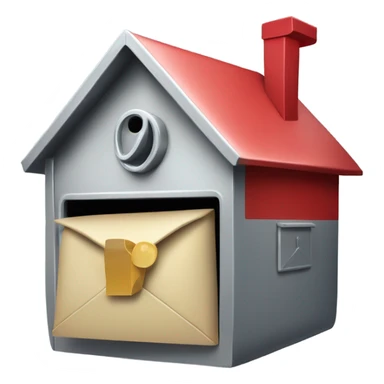 A very large house shaped like mailbox, with a metal mail flag on the front sticker