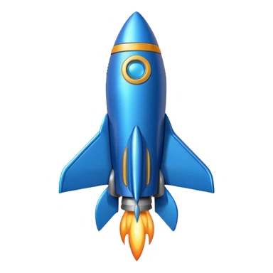 blue rocket ship sticker