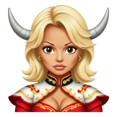 Pamela Anderson as a bull fighter sticker