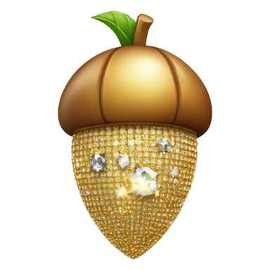 a sparkling diamond acorn, with stem of gold sticker