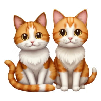 3 different coloured small cats including a dark brown tabby and white, and a patchy calico, and a ginger and white sticker