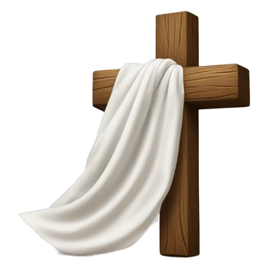 Wood cross with a white silk cloth draped over the cross beam sticker