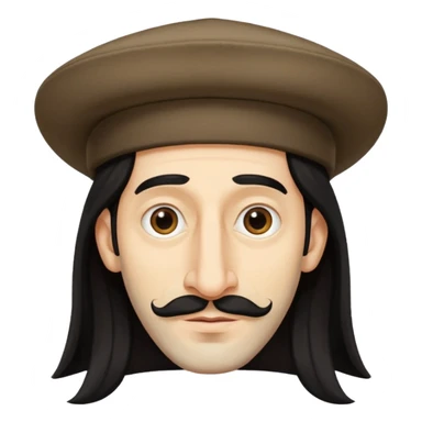 Jewish man with super long hair a giant nose and a hat sticker