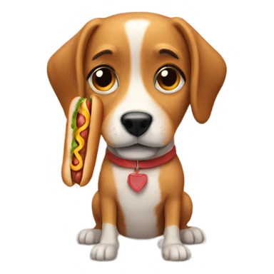 dog with a hotdog sticker