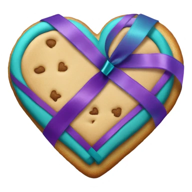 Cookie heart with teal purple support ribbon sticker