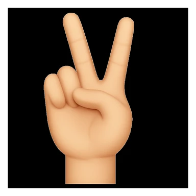 rotate the peace sign hand gesture further downward, keep the same style and colors (emoji style) sticker