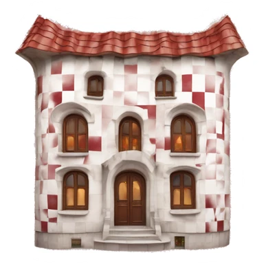 Gaudí red and white checker board walls house sticker