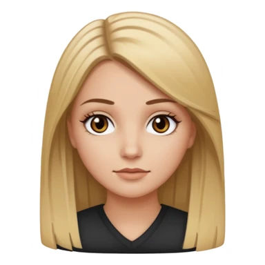 Make a white girl with black eyes, brown straight hair with brown hair and blonde highlights sticker