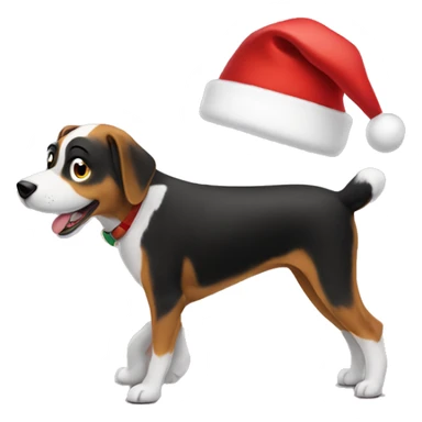 Dog walking with a Santa hat on sticker
