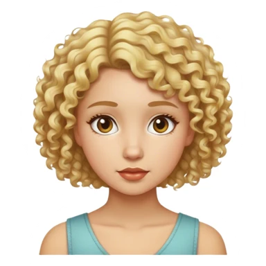 A girl with short blonde curly hair lightskin sticker