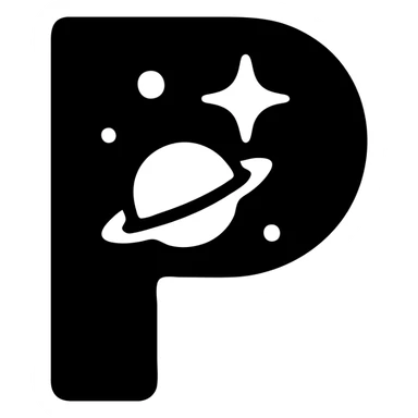 Make a icon with the letter P with a cosmic style sticker