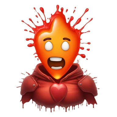 bleeding red heart glowing red-orange with splatter sticker